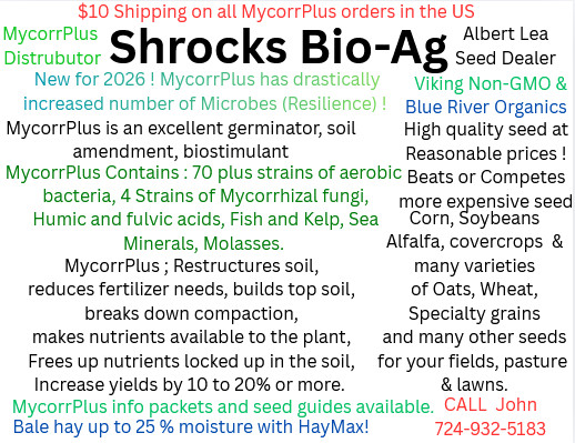 Mycorrhizal Fungi enhanced fertilizer, builds top soil, breaks compaction,