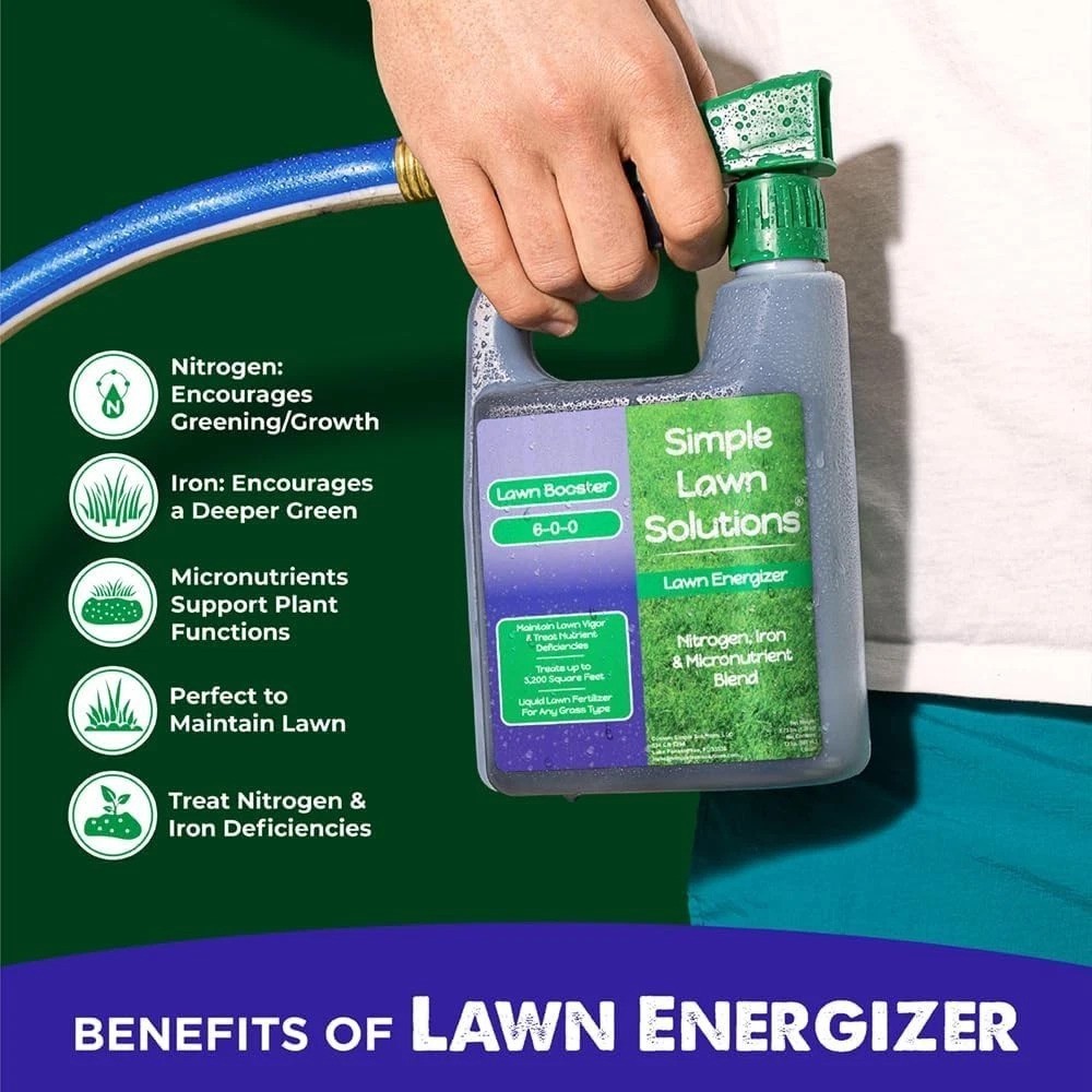 Commercial Grade Lawn Fertilizer Spray with Iron & Nitrogen – Covers 3200 Sq Ft