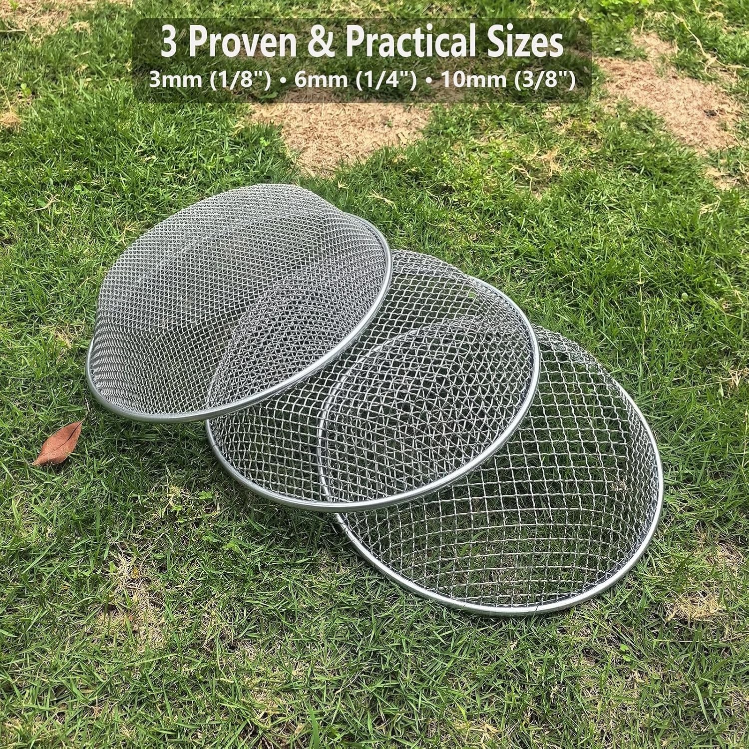 3 Pack Soil Sifter for Gardening, Heavy Duty Galvanized Steel Compost Sieve, …