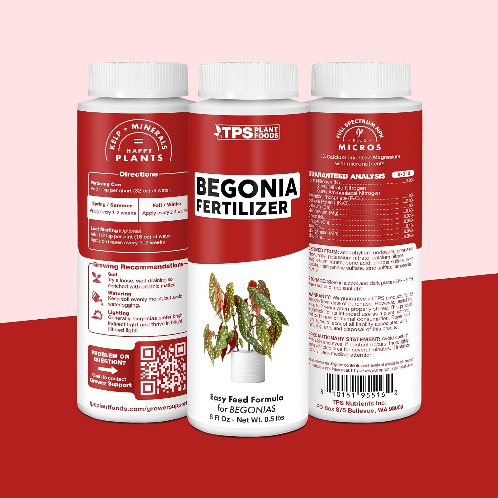 Begonia Fertilizer – Liquid Plant Food for More Blooms, Vibrant Color & Healthy