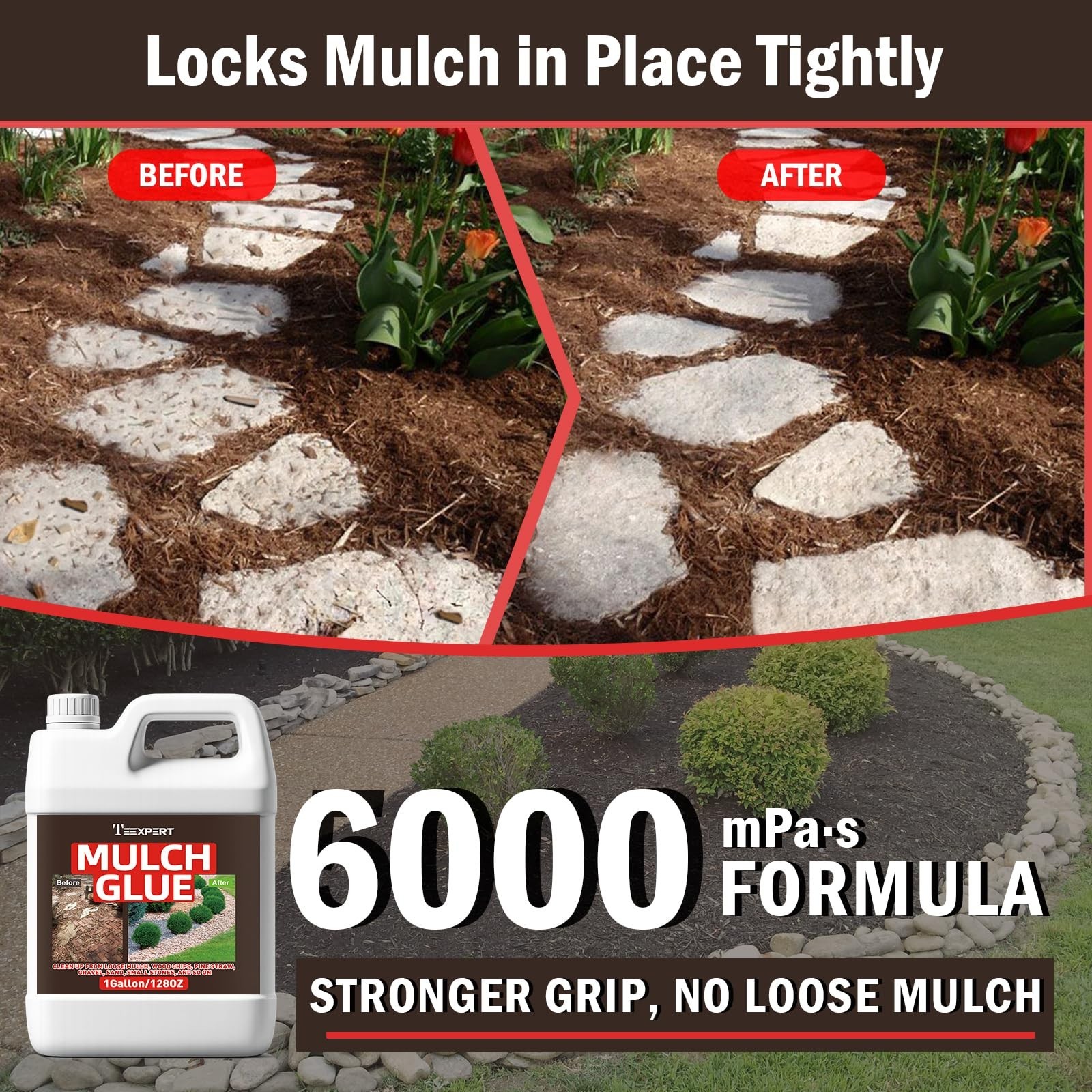 Teexpert Mulch Glue for Landscaping: 2 Gallon Rock Glue for Landscaping & Gra…