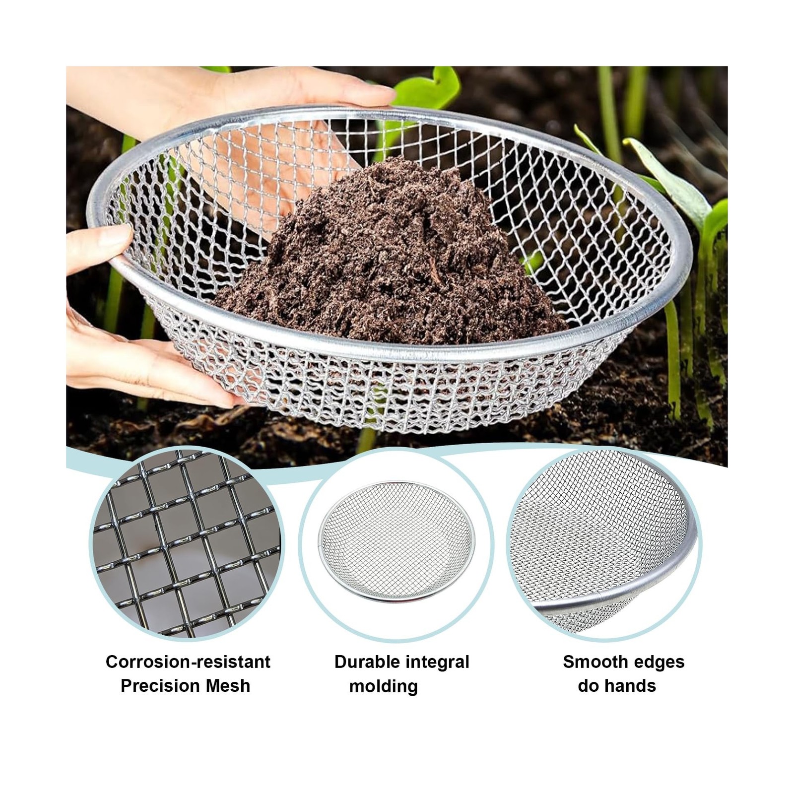 3PCS Soil Sifter for Gardening, Rock Sifter for 5 Gallon Bucket,Compost Sifte…