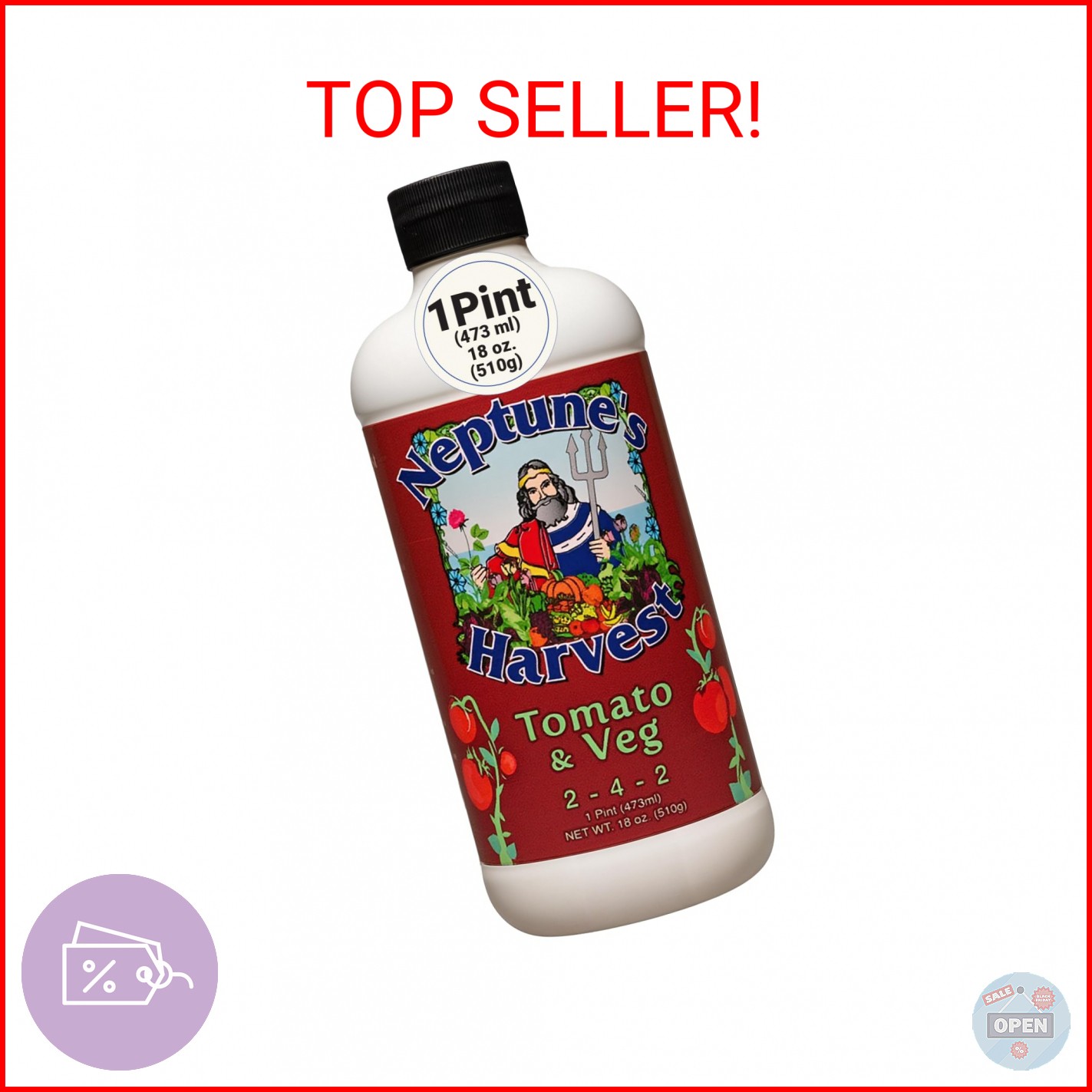 Neptune’s Harvest Organic Tomato & Vegetable Plant Fertilizer (2-4-2) – Liquid P