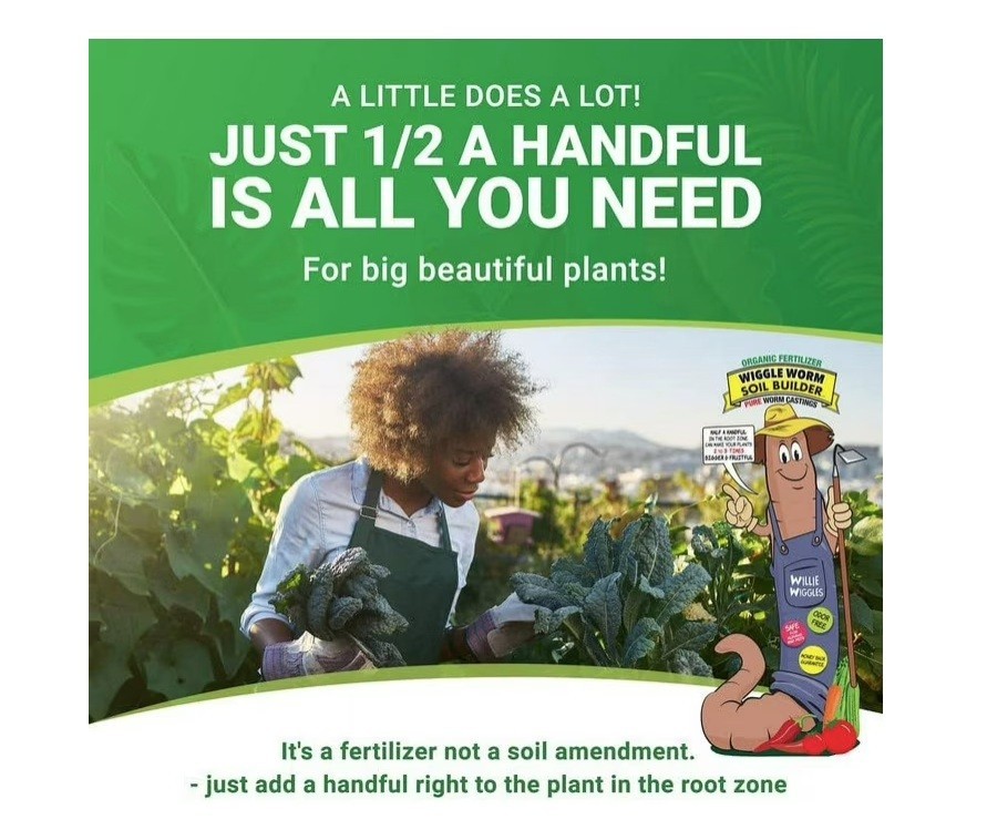 Wiggle Worm Pure Organic Worm Castings All-Natural Fertilizer (12 lbs) bag