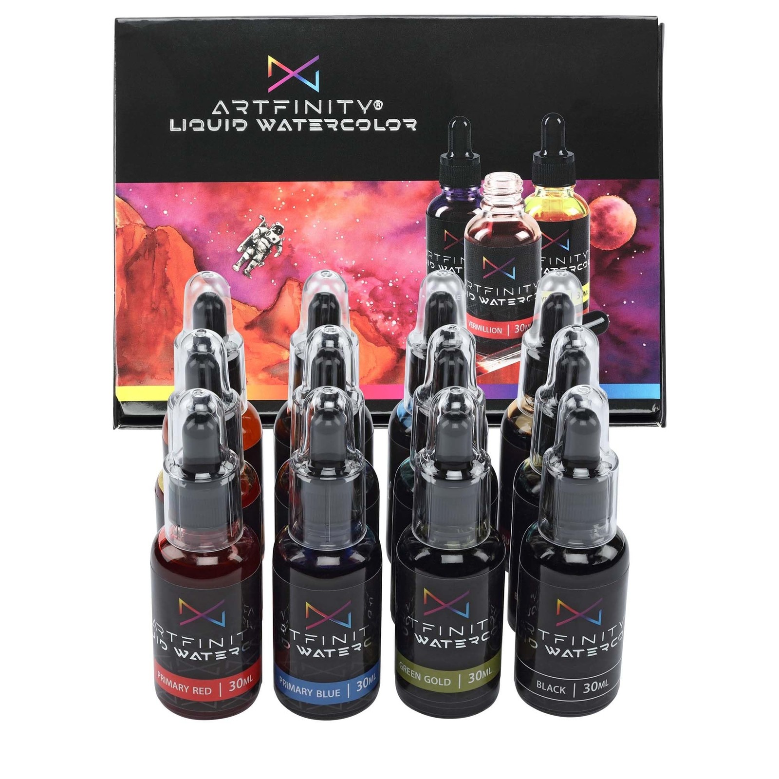 Artfinity Liquid Watercolor Paint 30 ml Bottles, Set of 12 Colors – Vibrant D…