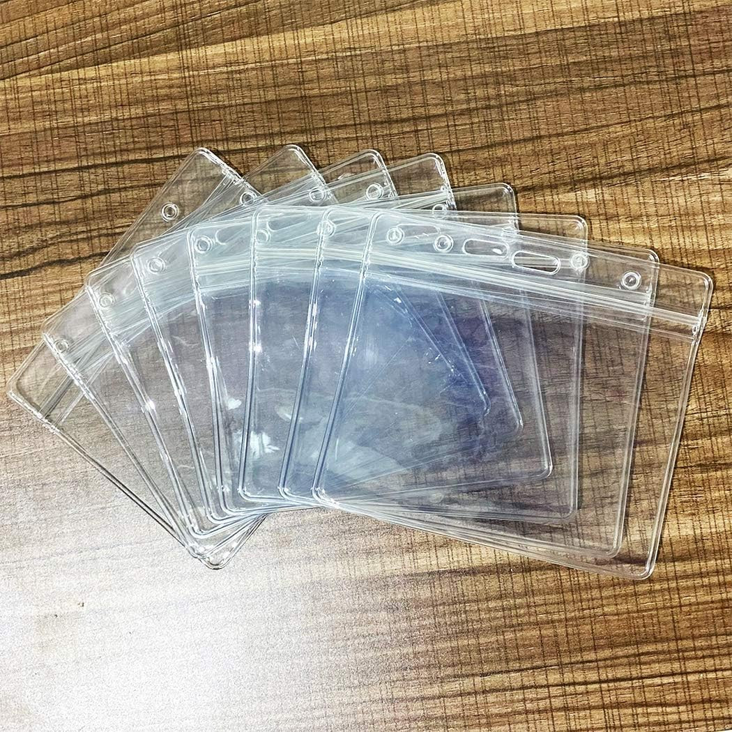 15 Packs Extra Thick Horizontal ID Card Name Tag Badge Holder with Waterproof Ty