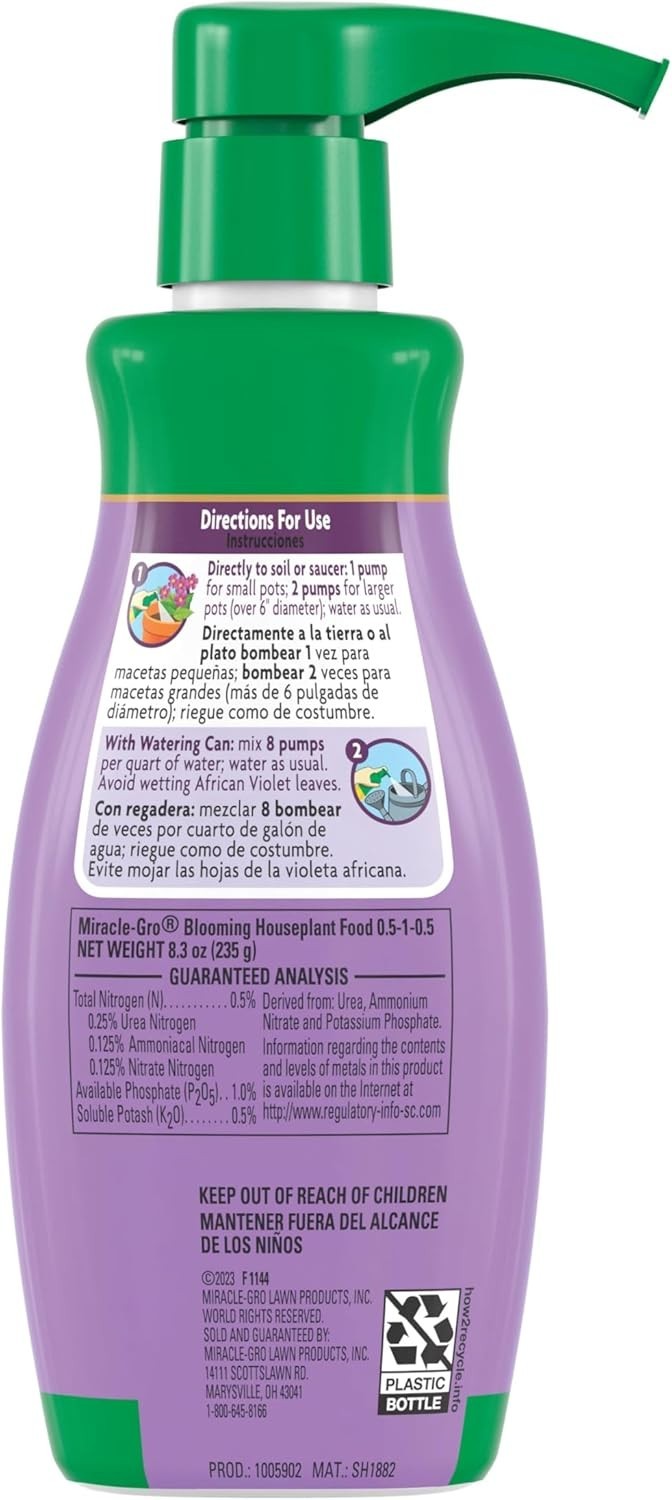 Miracle-Gro Blooming Houseplant Food 8 fl oz – Ensuring Abundant Indoor Flowers