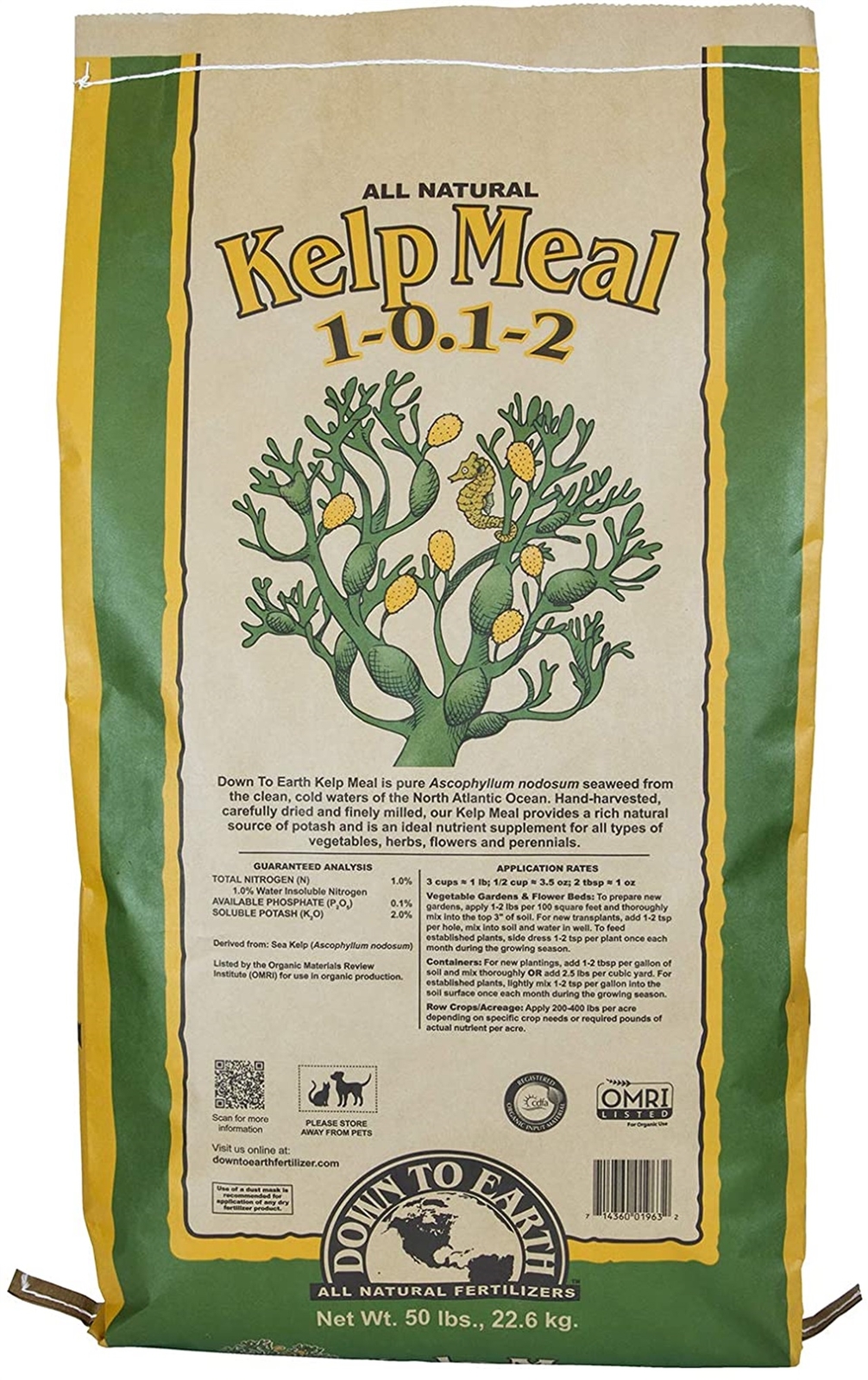 Down to Earth (#DTE01963) Organic Kelp Meal Fertilizer Mix 1-0.1-2, 50 lb