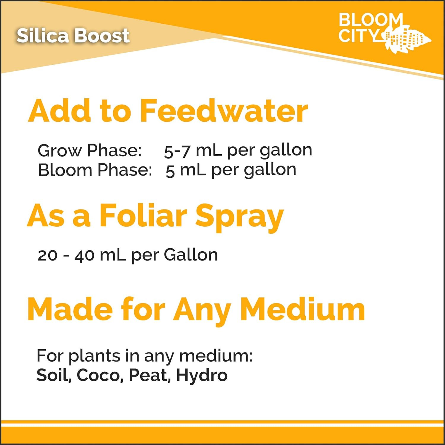 Bloom City Liquid Silica Boost Fertilizer and Supplement, 1/2 Pint (8 Oz) Concen