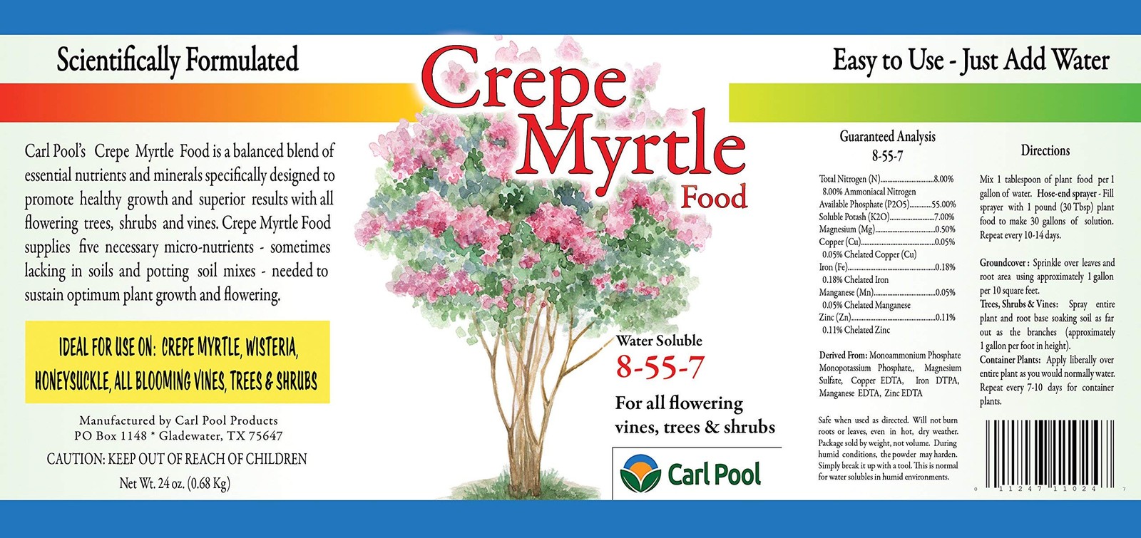 Crepe Myrtle Plant Food — Water Soluble 24oz 8-55-7 — Fertilizers