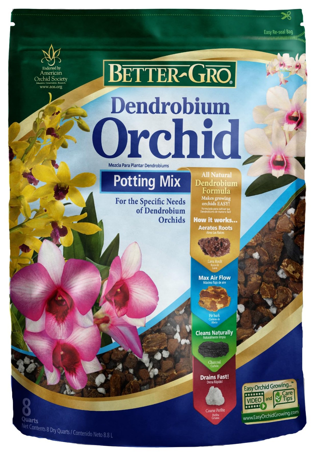 Dendrobium Orchid Potting Mix 8 Quart Natural Soil Blend for Orchids