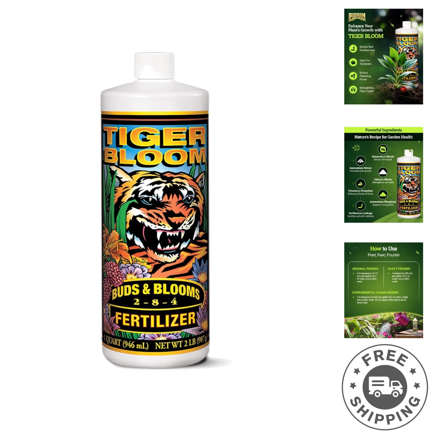 Tiger Bloom Liquid Fertilizer Concentrate 1 Quart – Boost Flower & Fruit Growth