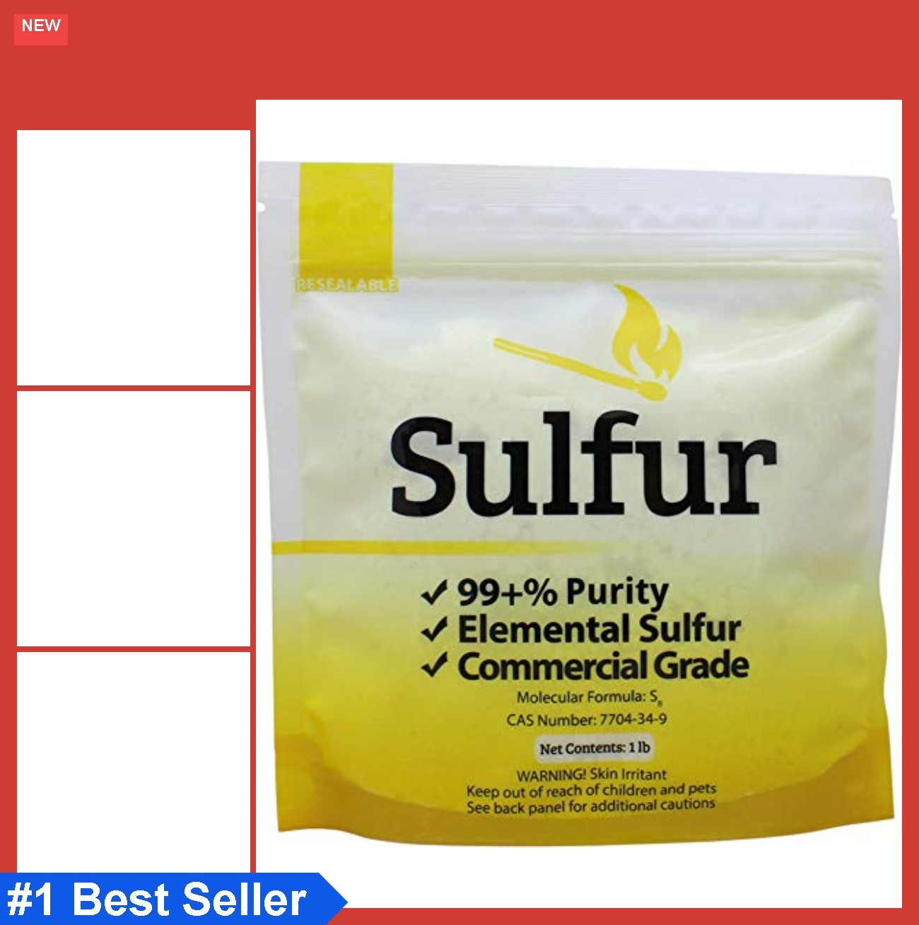 1 lb Yellow Sulfur Powder Fertilizer Commercial Grade 99.5% Pure Elemental Fine
