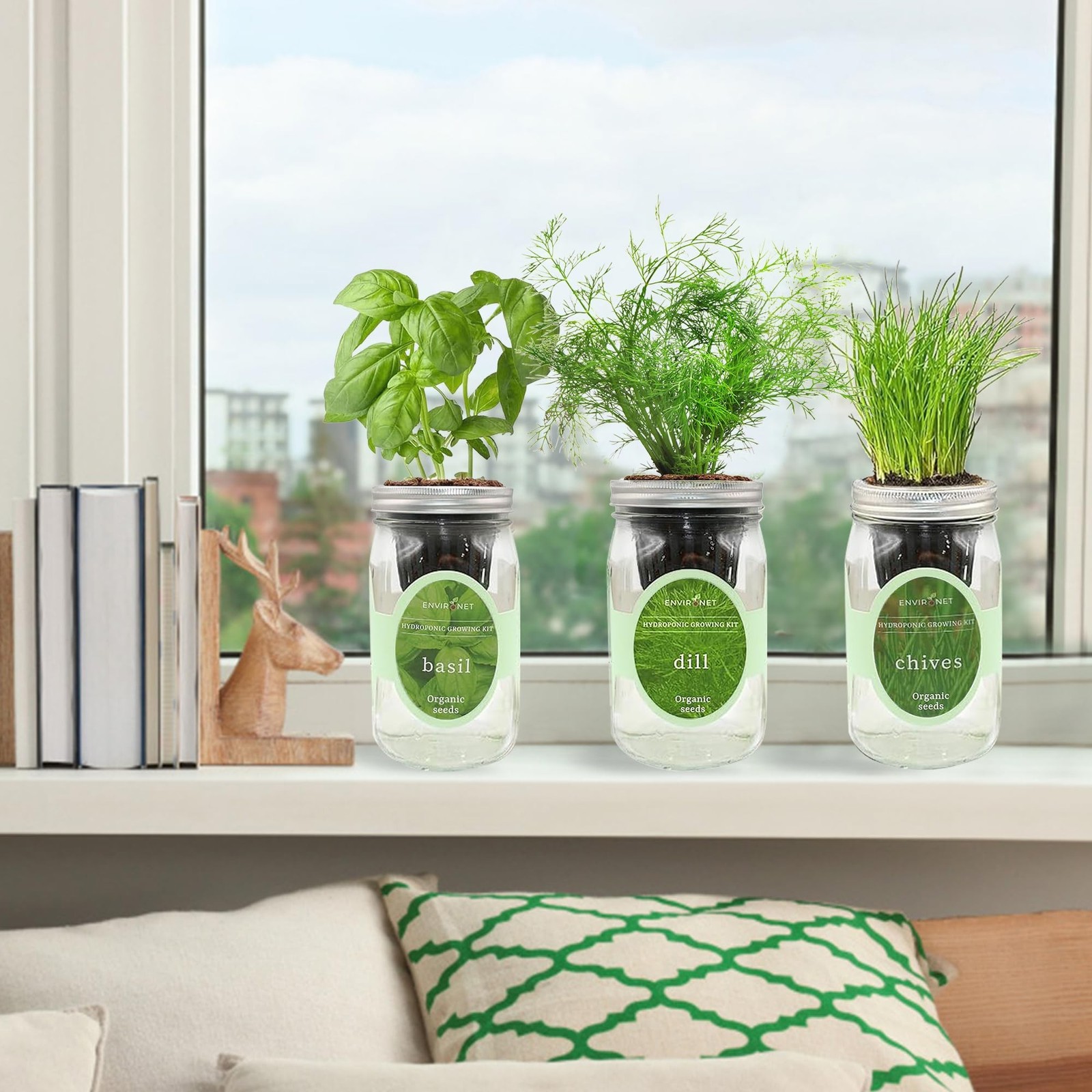 Hydroponic Herb Growing Kit Set, Self-Watering Mason Jar Herb Garden Starter …