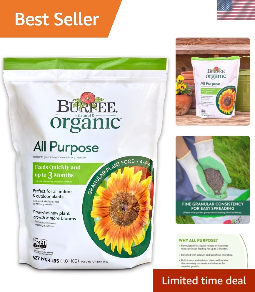 Organic Food for Plants – 4Lb Granules Enhance Growth in Vegetables & Blooms