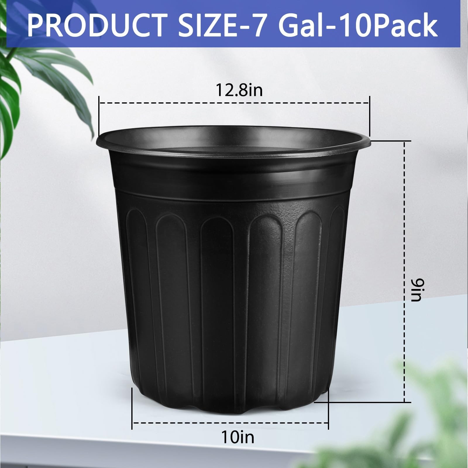 7 Gallon Pots for Plants, 12.8 Inch Nursery Pots with Drainage Holes, 7 Gallo…