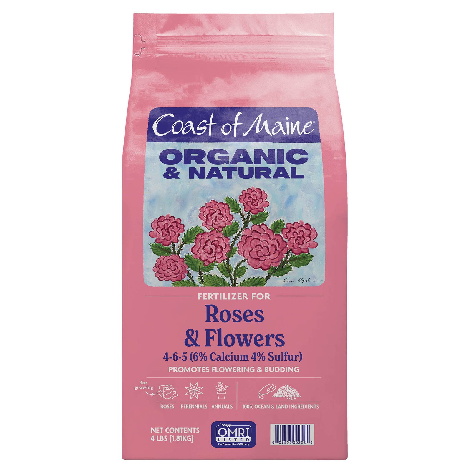 Coast of Maine Organic & Natural Fertilizer for Roses & Flowers, 4lb
