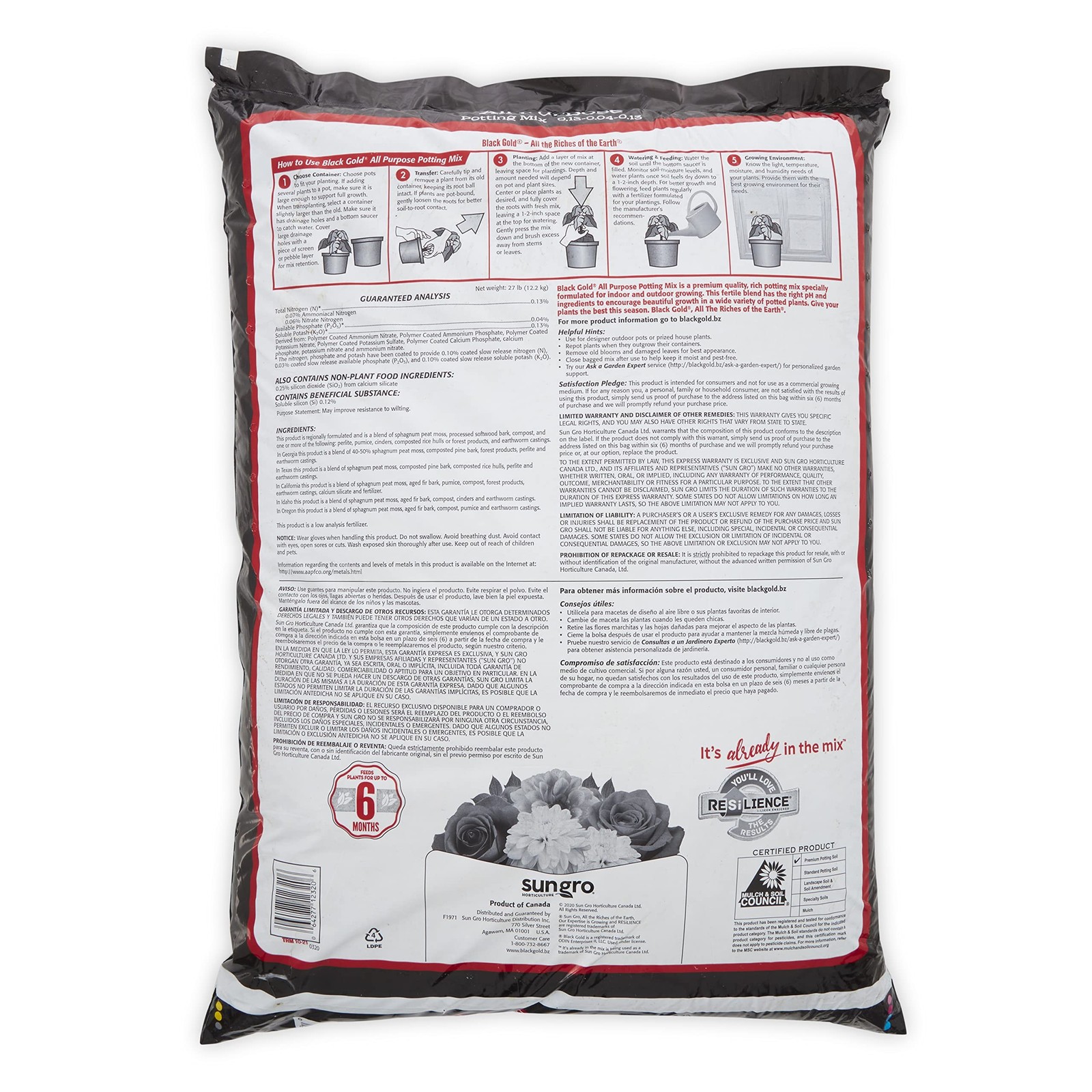 SunGro Horticulture Potting Mix – All Purpose with Fertilizer – 2 Cu Ft – Pea…