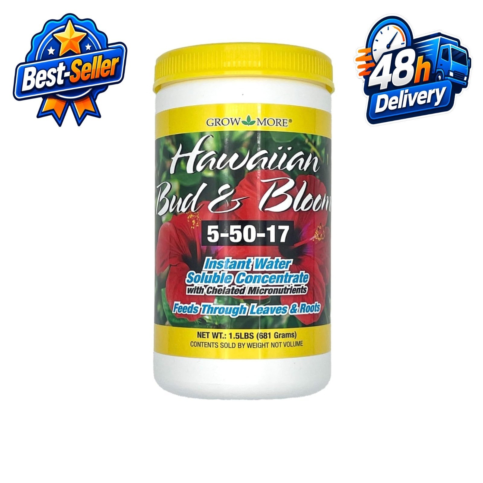 Grow More Urea-Free Hawaiian Bud and Bloom Fertilizer 5-50-17 – 1.5lbs
