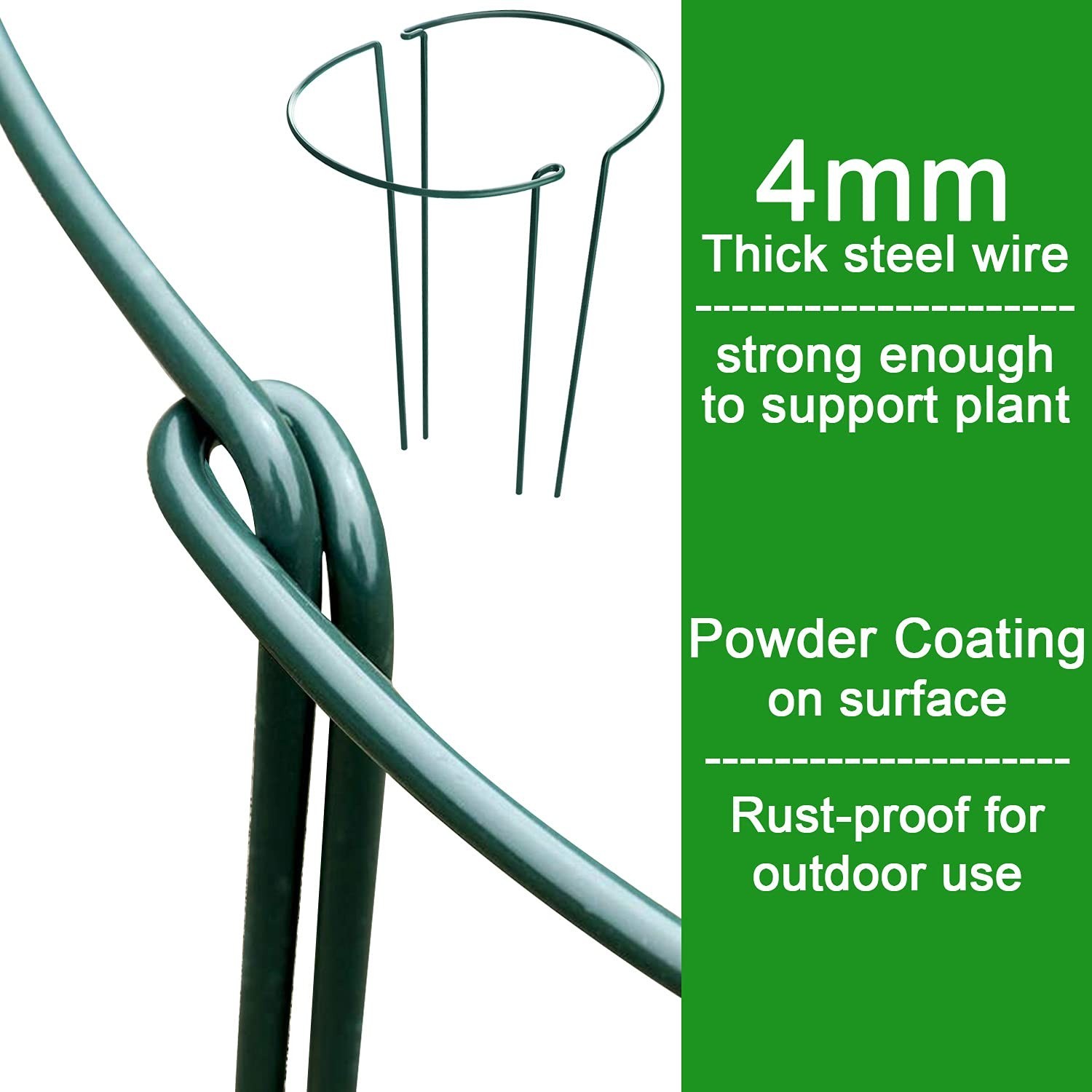 HiGift 8 Pack Plant Support Stakes, Half Round Metal Garden Plant Stake Indoo…