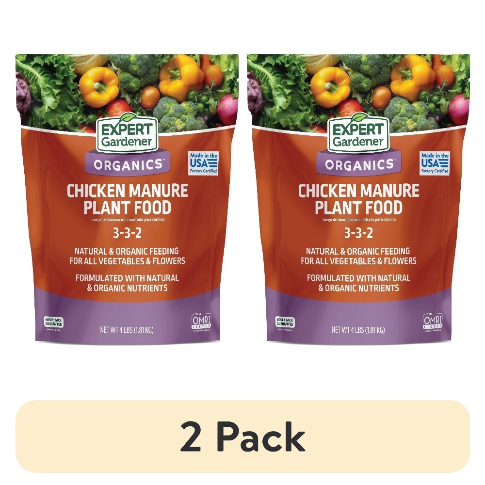 All-Natural Organic Chicken Manure Fertilizer Plant Food, 4 lb (2 Pack)
