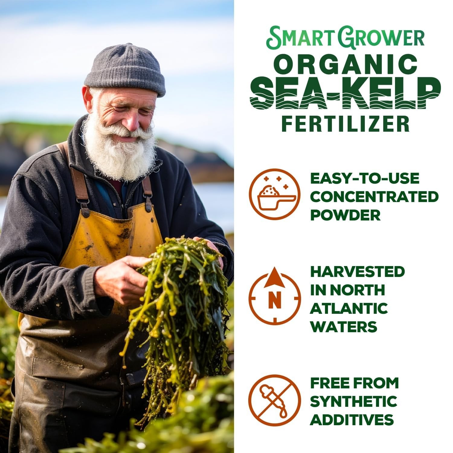 Organic Sea Kelp Fertilizer – Water-Soluble Plant Food for Hydroponics & Gardens