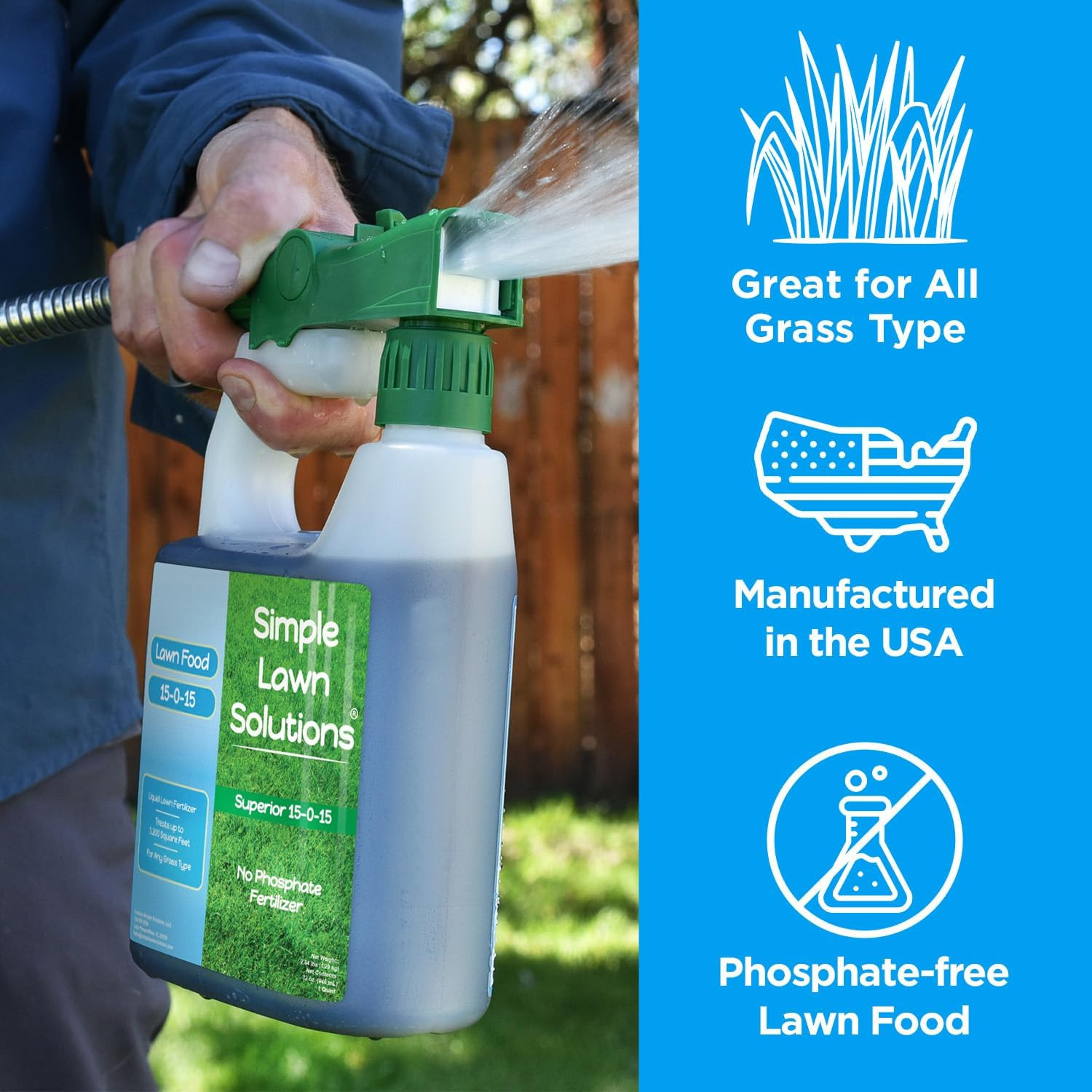 Superior 15-0-15 Liquid Lawn Fertilizer – Lawn Food for Growth & Green – Nitroge