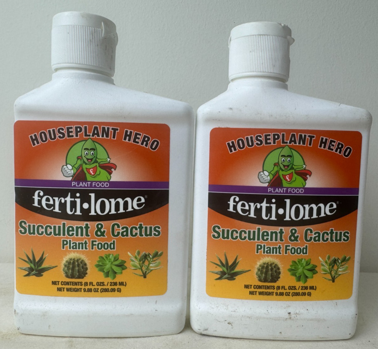 2-Pack Fertilome Houseplant Hero Succulent & Cactus 2-7-7 Plant Food, 8oz – New