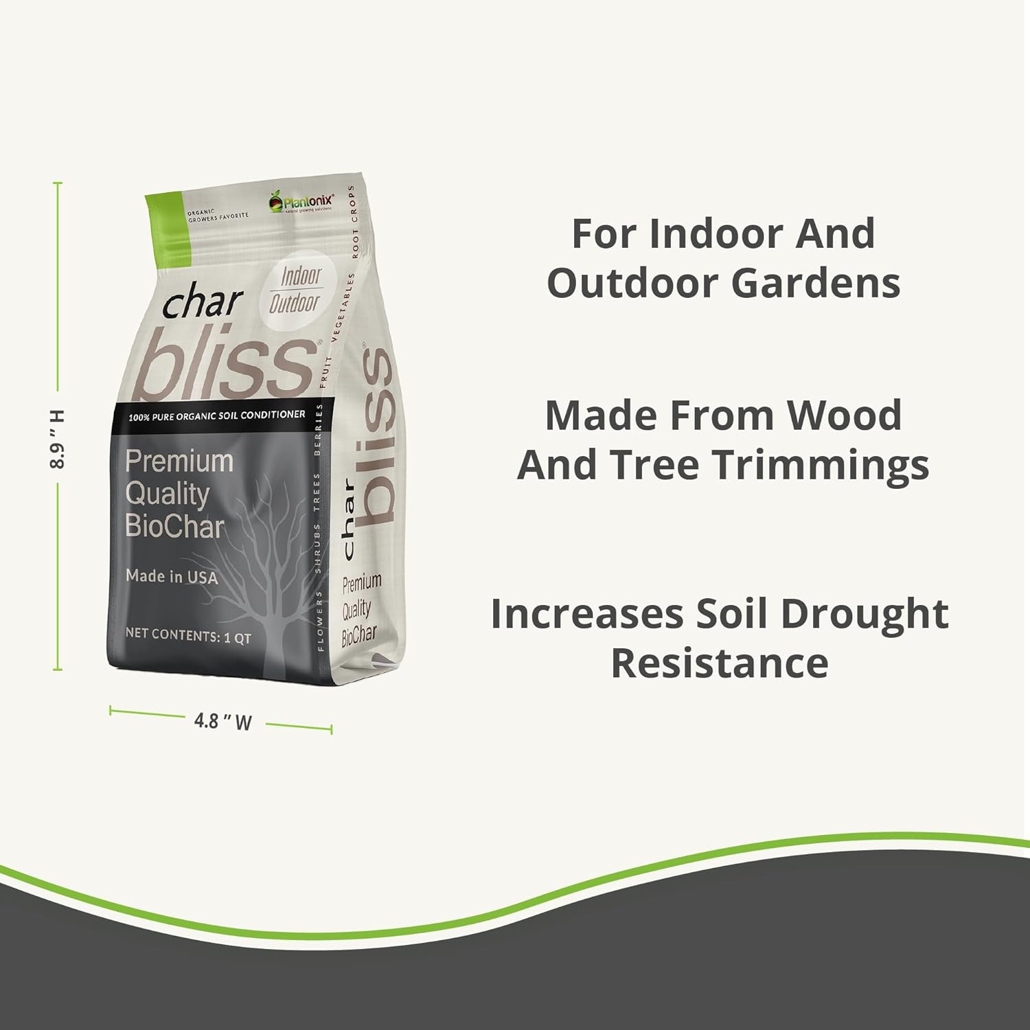 Organic Worm Castings & Biochar Soil Amendment Fertilizer Plants 1 Qt