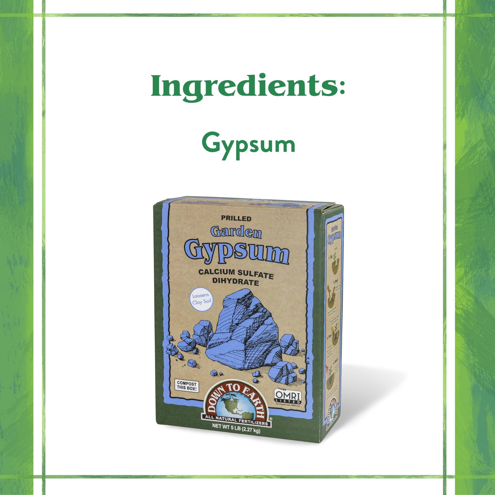 Organic Garden Gypsum Calcium Sulfate for Clay Soil, 5 lb Prilled Granules
