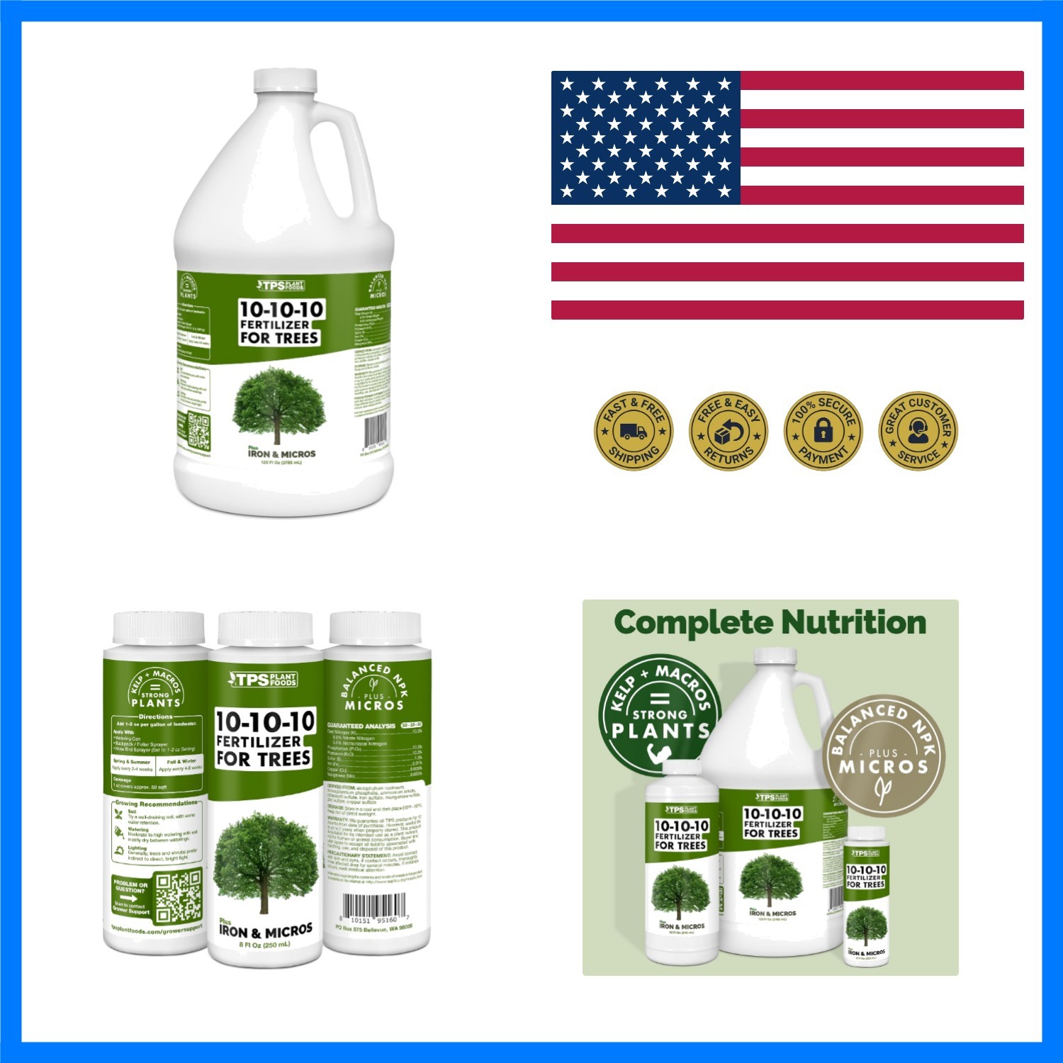 10-10-10 Fertilizer for Trees & Shrubs, Balanced NPK + Iron & Micros, 1 Gal |…