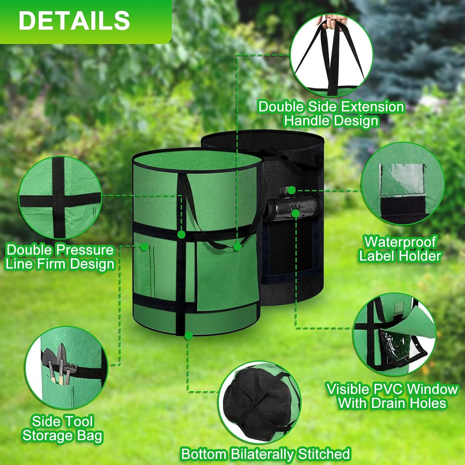 6 Pack 10 Gallon Potato Grow Bags with Window Heavy Duty Fabric Planters