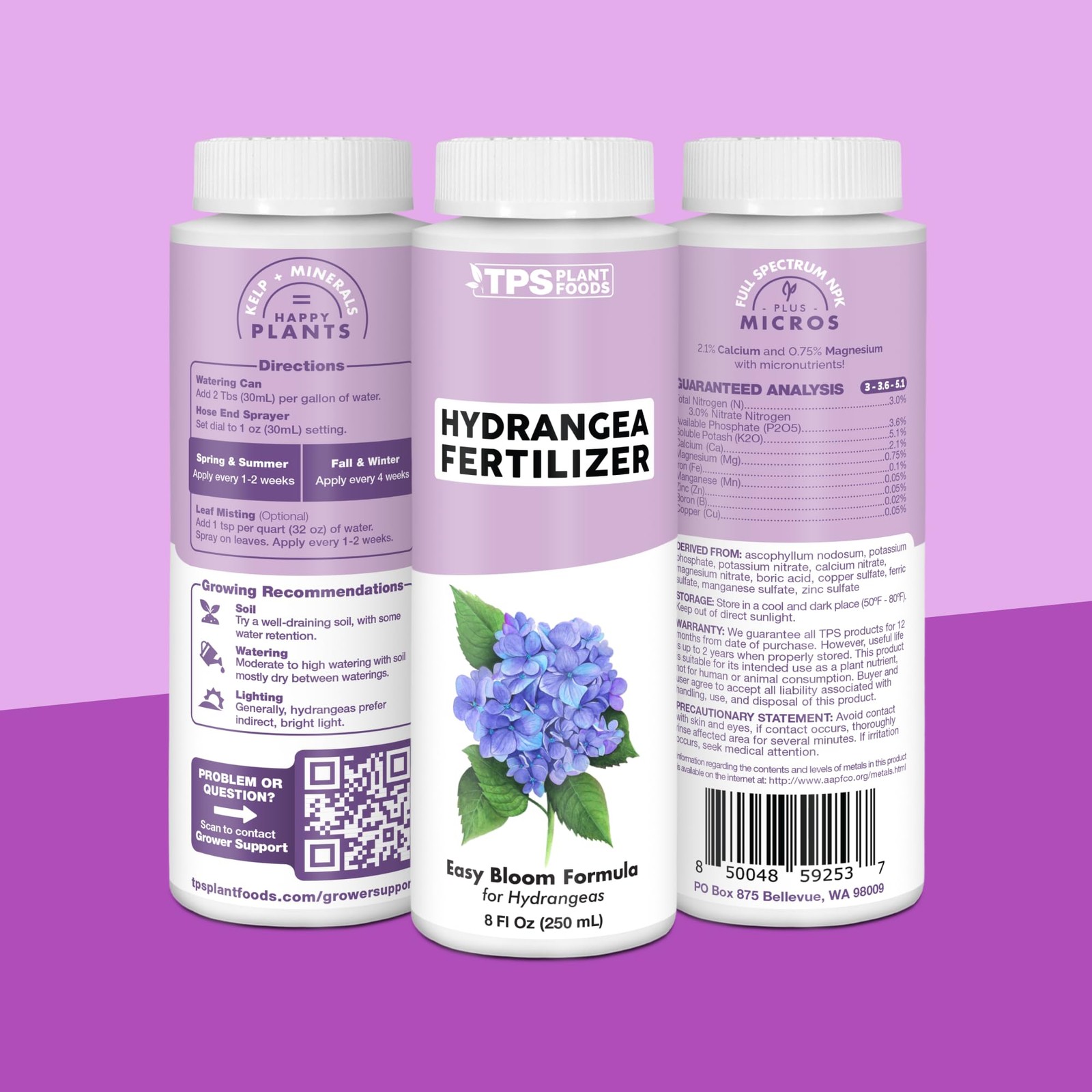 Hydrangea Fertilizer – Liquid Plant Food for Bigger Blooms, 32 oz (1 Quart)