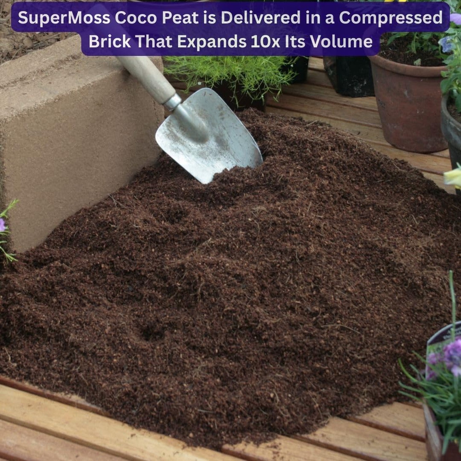 SuperMoss (23274) Coco Peat Soil, Small Bale (2.33 ft3) Natural Brown