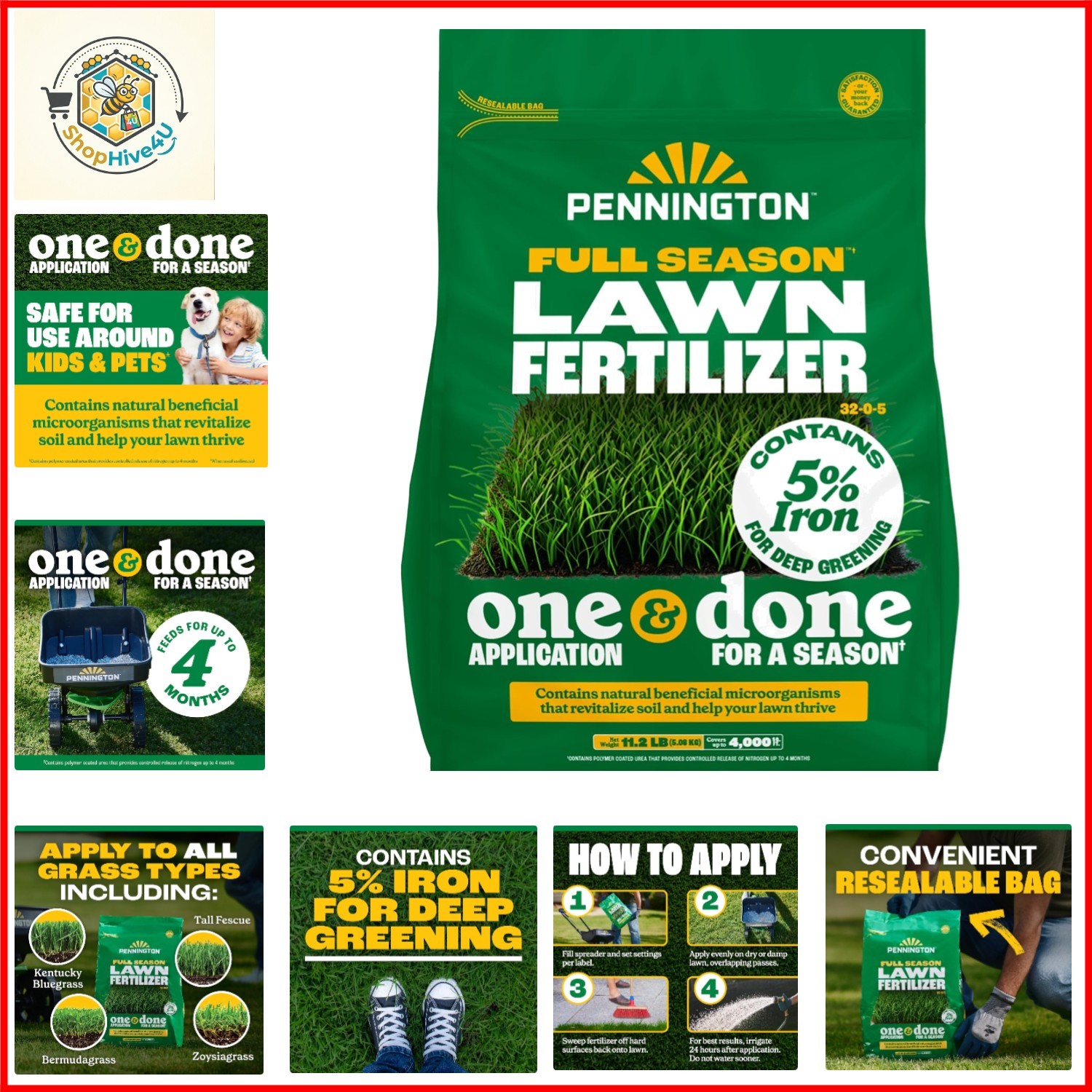 Full Season Lawn Fertilizer 4M 32-0-5 RF, 11.2 LB