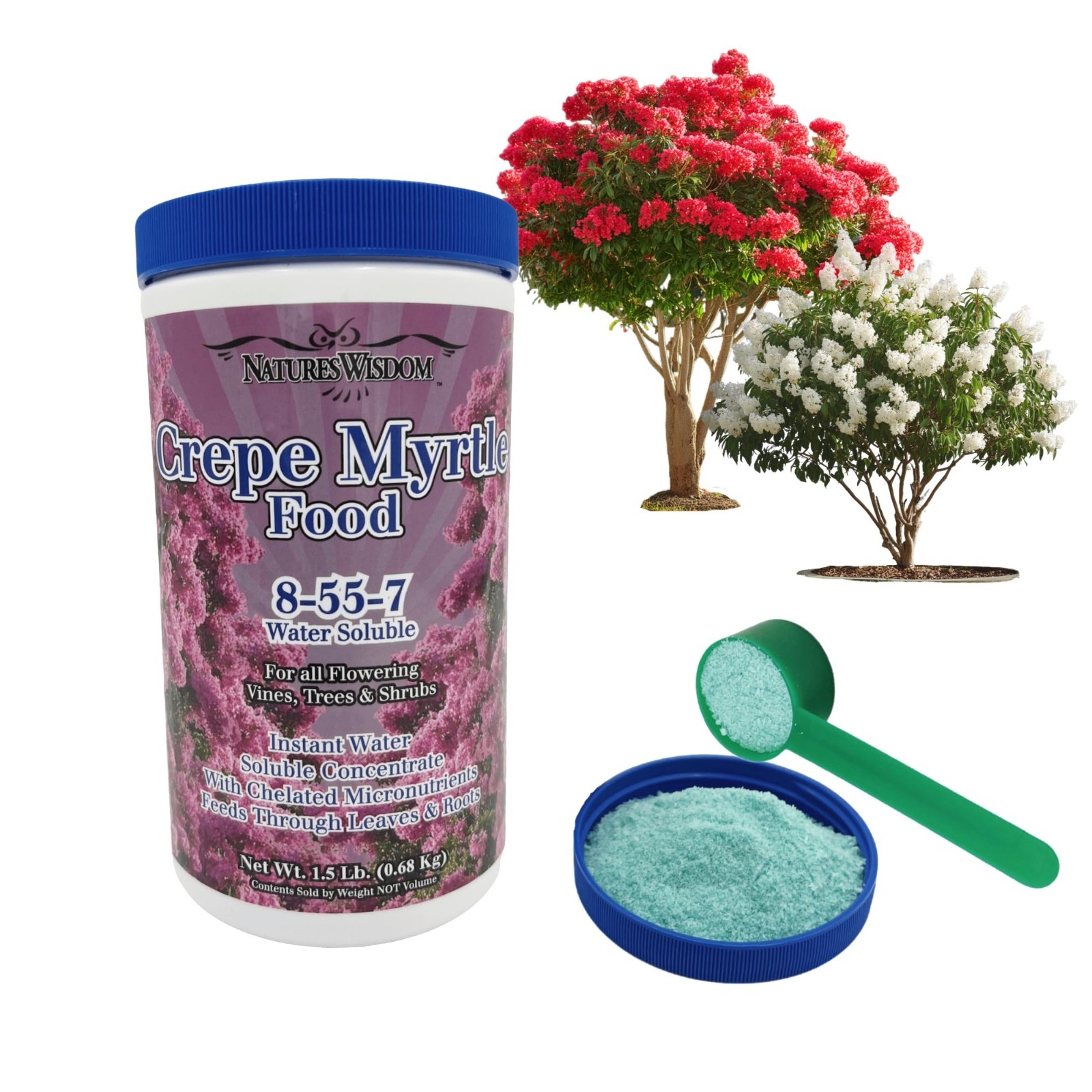 Water Soluble Fertilizer for Crepe Myrtle Trees, Balanced Nutrient Blend, 1.5 Lb