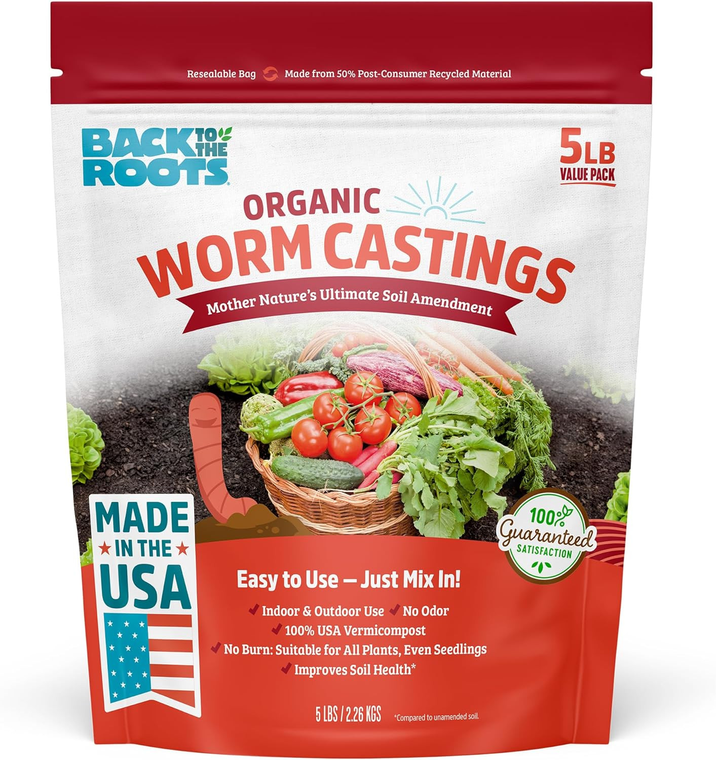 Organic Worm Castings for Plants, Natural Fertilizer and Soil Enhancer for Garde