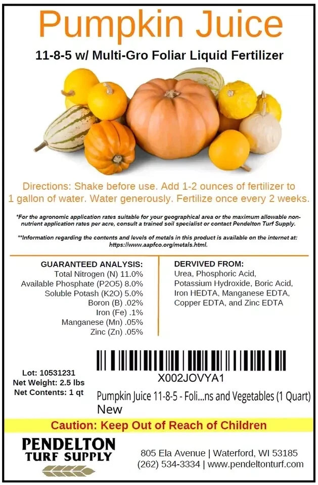 Pumpkin Juice 11-8-5 – Foliar Liquid Fertilizer with Essential Micro-nutrients f