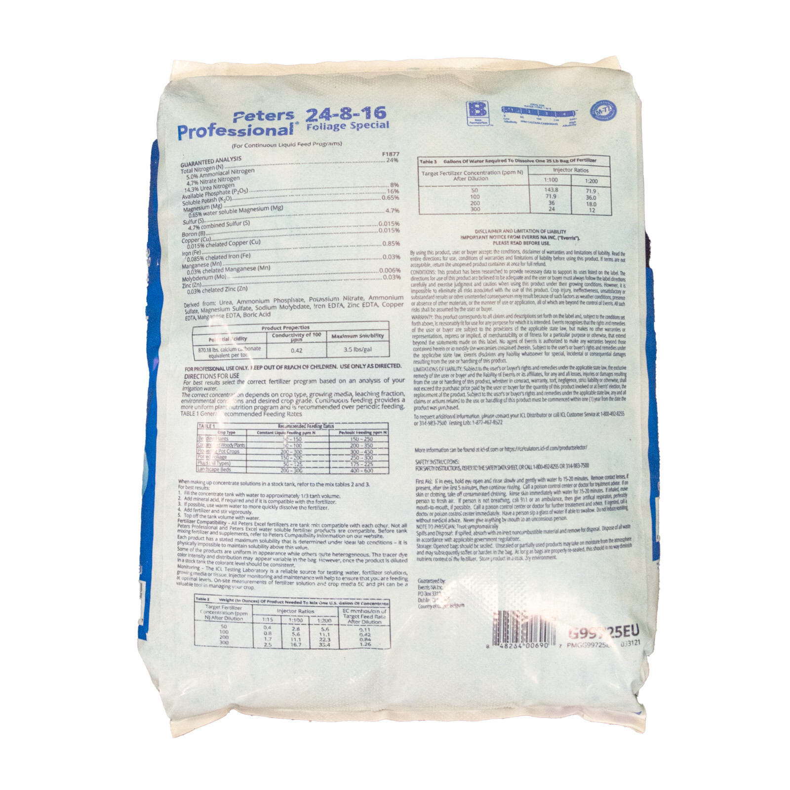 Peters Professional 24-8-16 Foliage Special Fertilizing ( 25 Lbs) Water Soluble