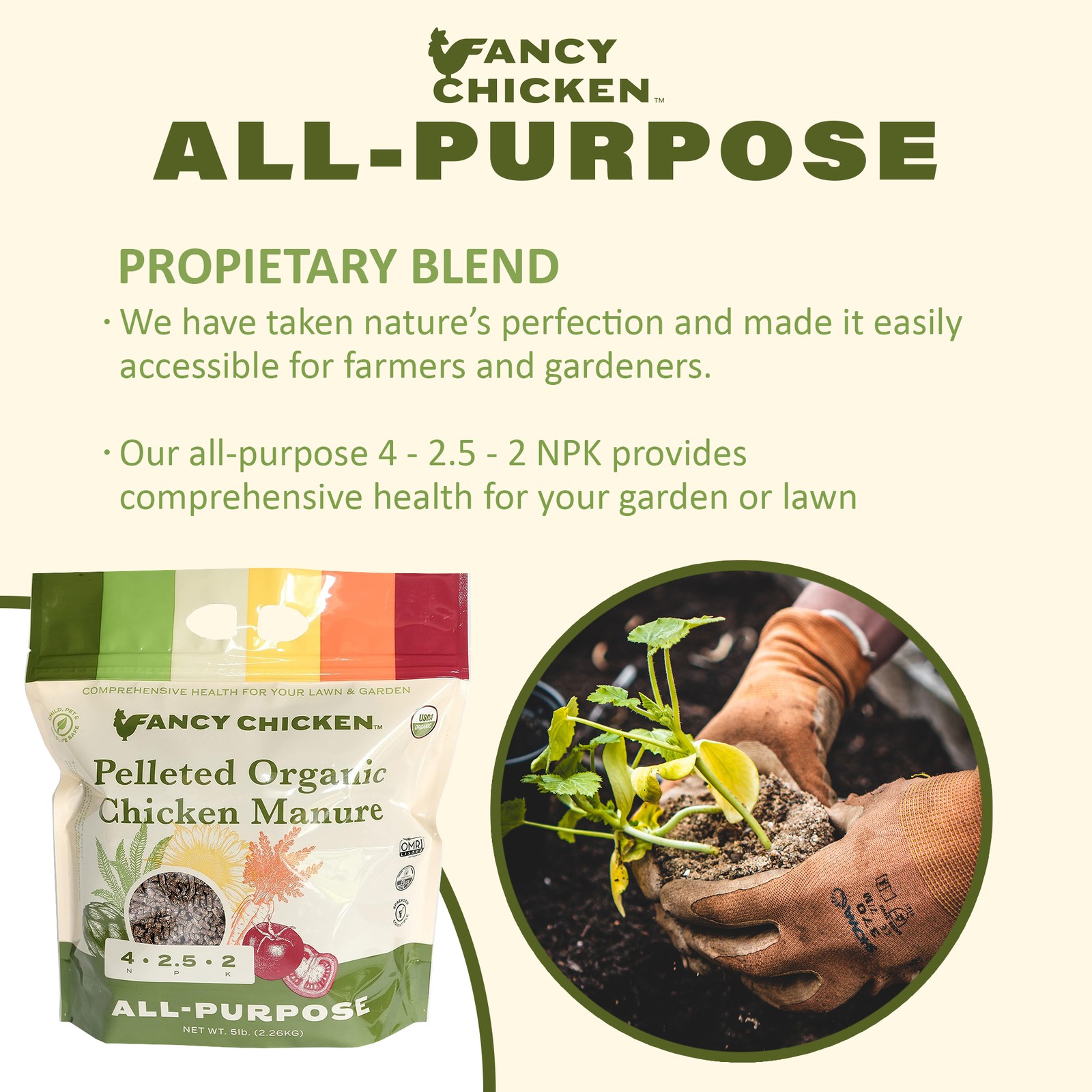 Fancy Chicken All-Purpose Pelleted Manure Plant Food for Lawn and Garden, 5lbs