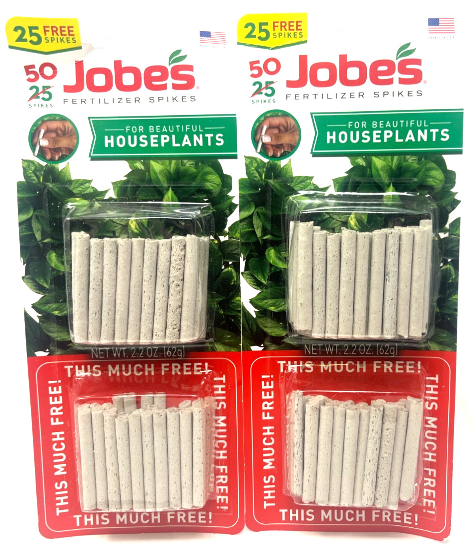 (2) Jobes Fertilizer Spikes For Beautiful Houseplants Sealed 50 Spikes Each