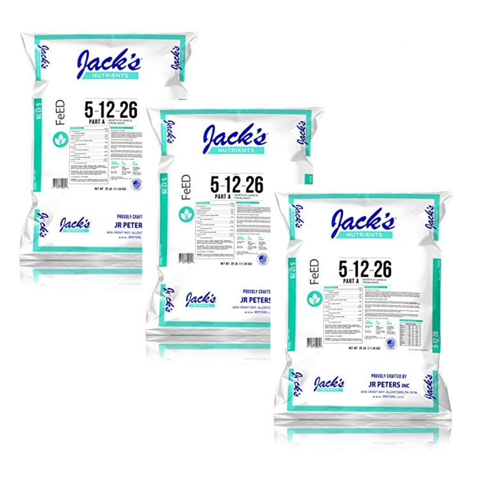 Jack’s Nutrients 5-12-26 Part A Water-Soluble Fertilizer, 25lbs, 3 Pack