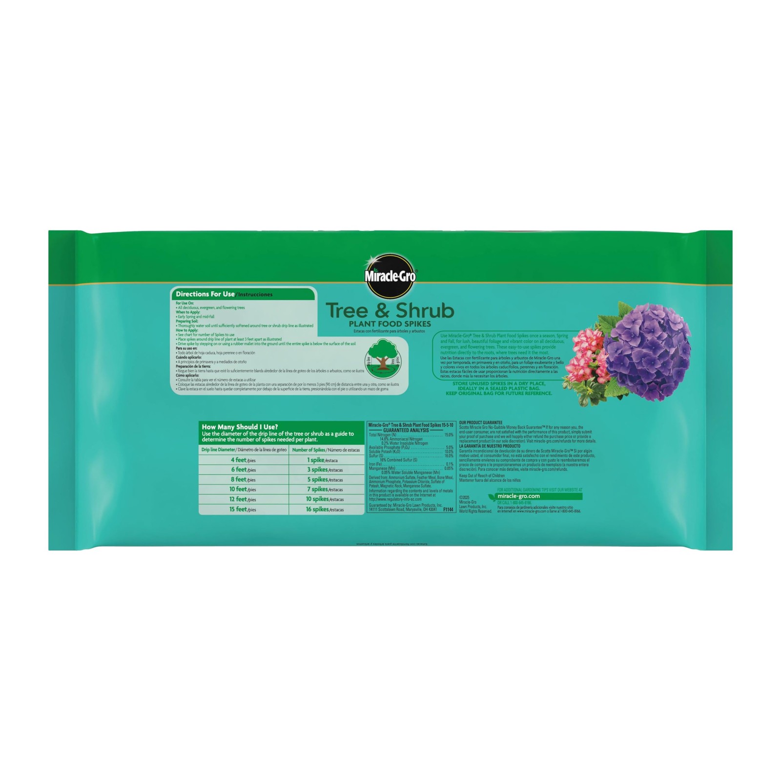 Miracle-Gro Tree & Shrub Plant Food Spikes, 12 Spikes | For Deciduous, Flowering