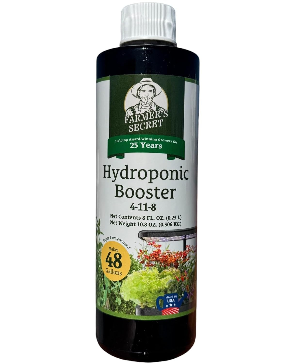 Hydroponic Booster Fertilizer – Super Concentrated 4-11-8 Formula – Use with Any