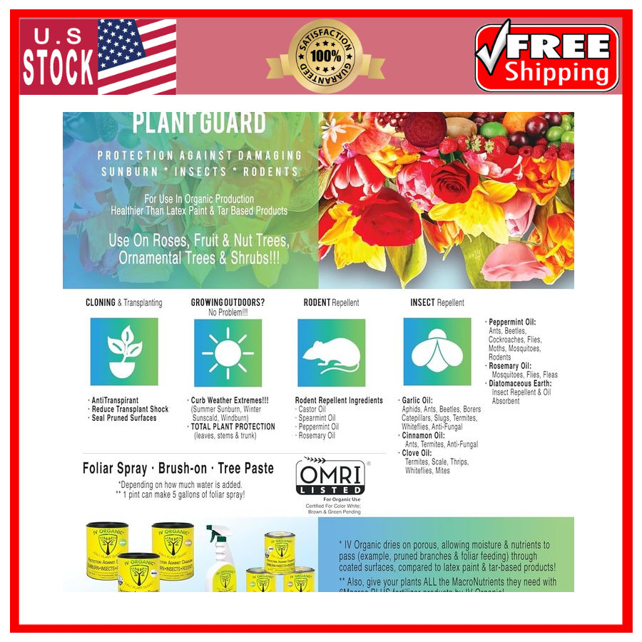 IV Organic 3-in-1 Plant Guard, 1 Pint, White, OMRI Listed, Available in 5 Colors