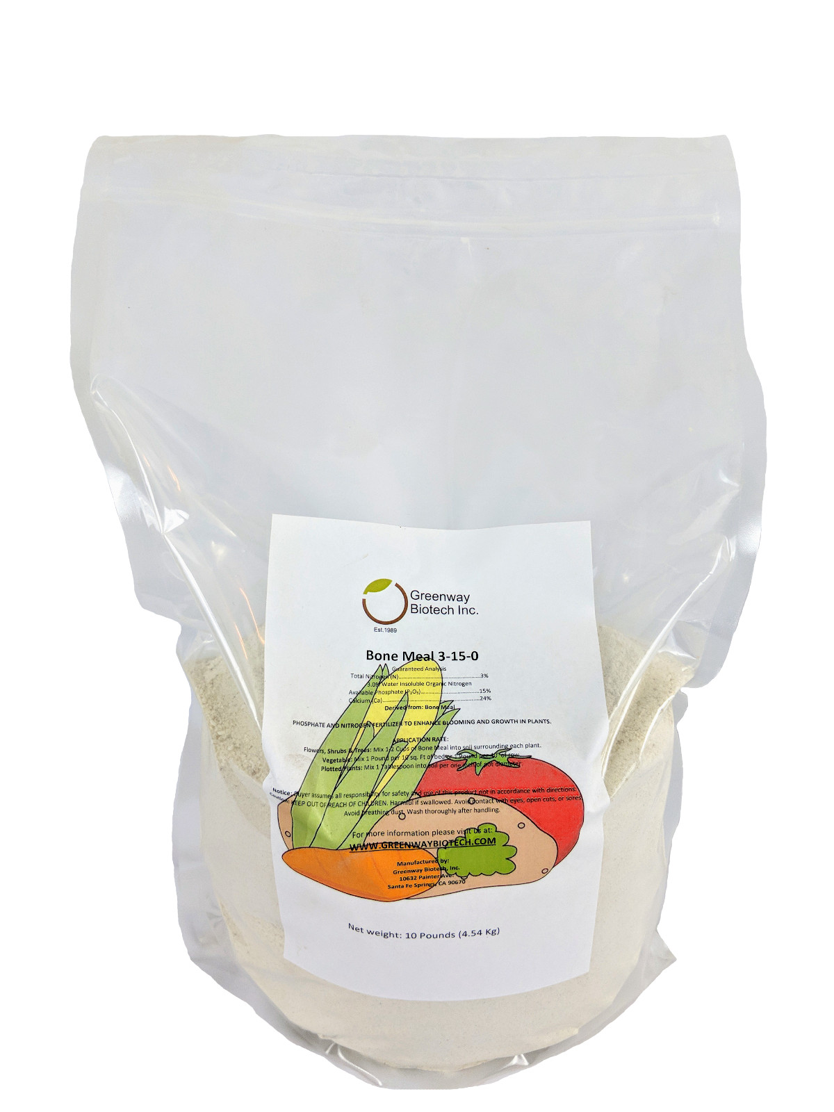 Bone Meal 3-15-0 Plus 24% Calcium Great for Blooms & Roots Growth 10 LB