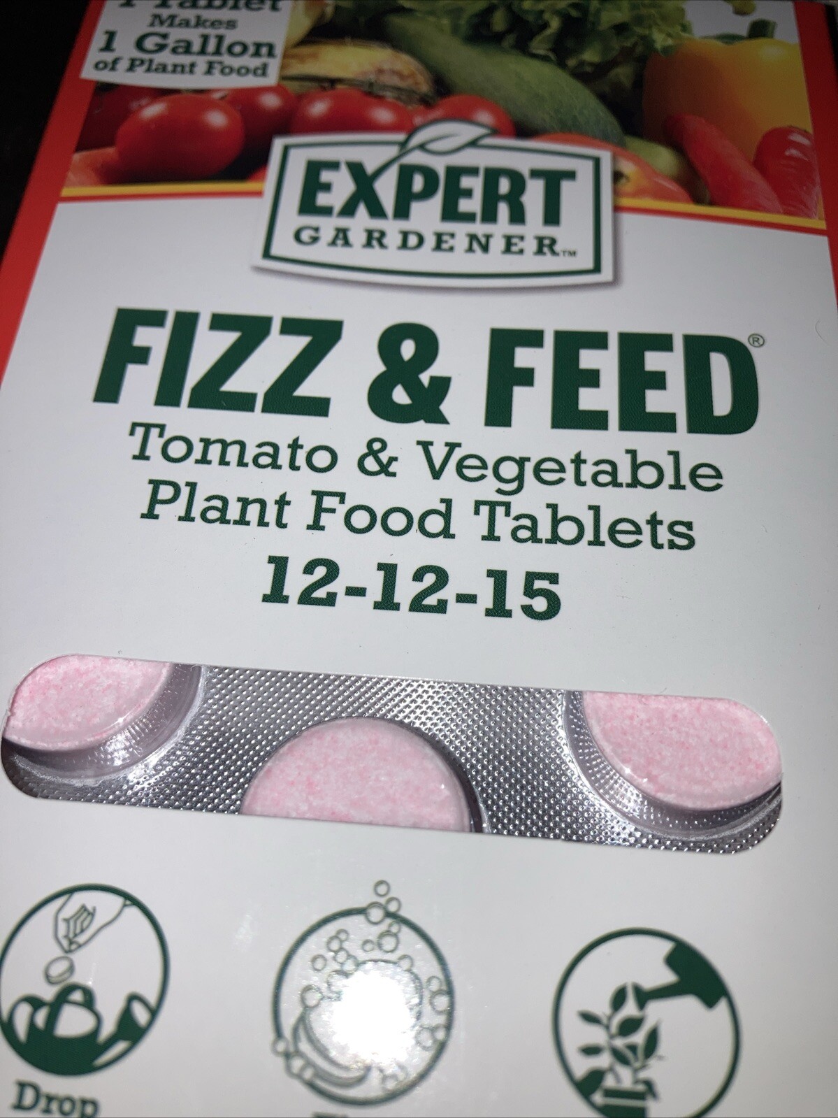 Expert Gardener Fizz and Feed, Tomato and Vegetable Plant Food Tablets, 12-12-15