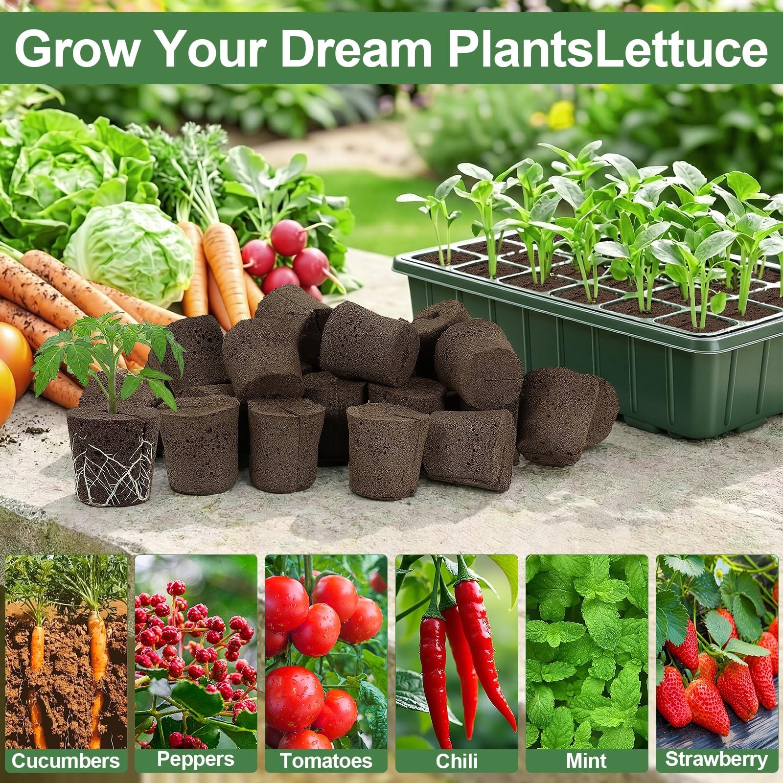 Grow Sponges with Tray, 24 Pack Seed Starter Pods & Starter Plugs for Cutting…