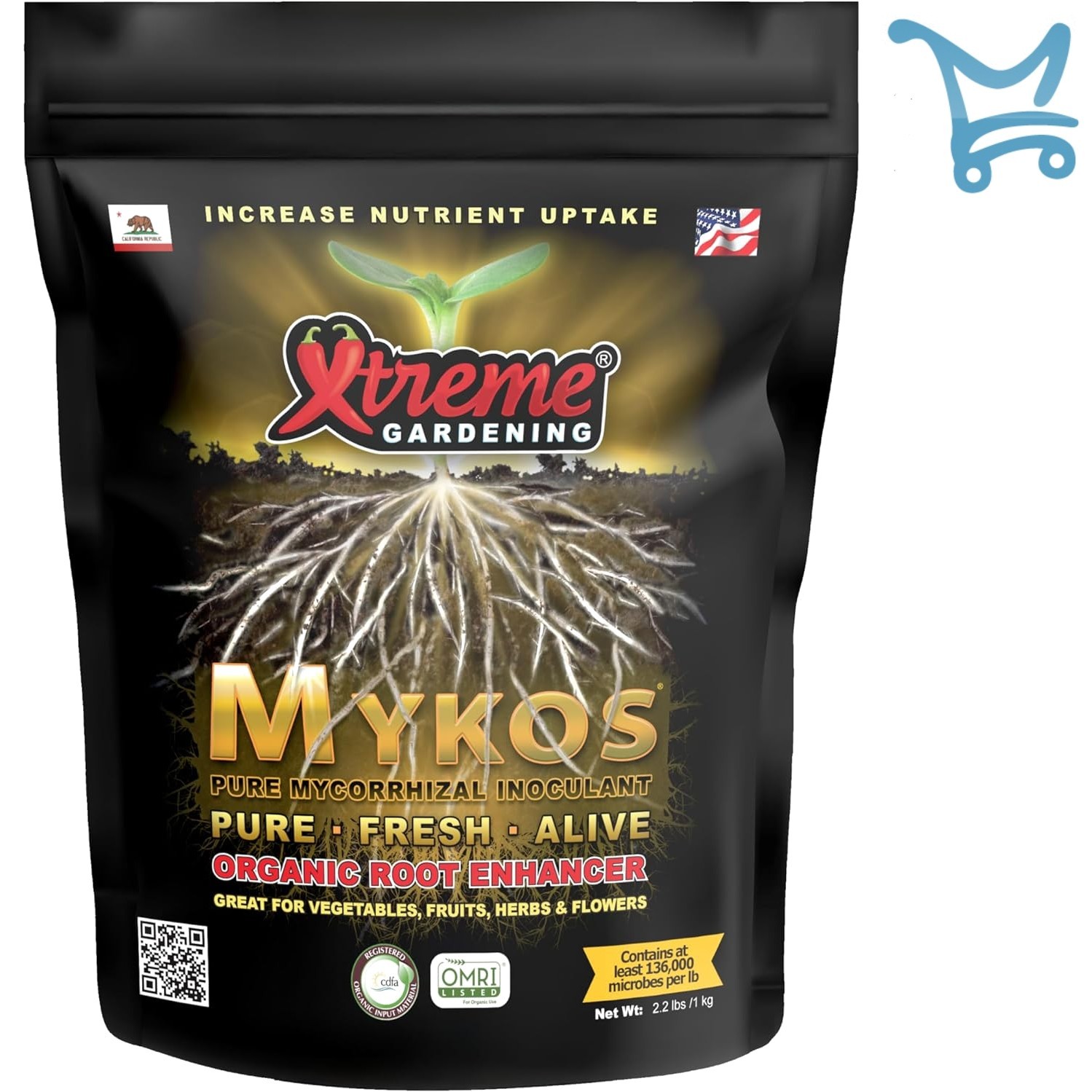 Mycos Pure Mycorrhizal Inoculant Organic Root Enhancer 2.2 LB Granular for Ga…