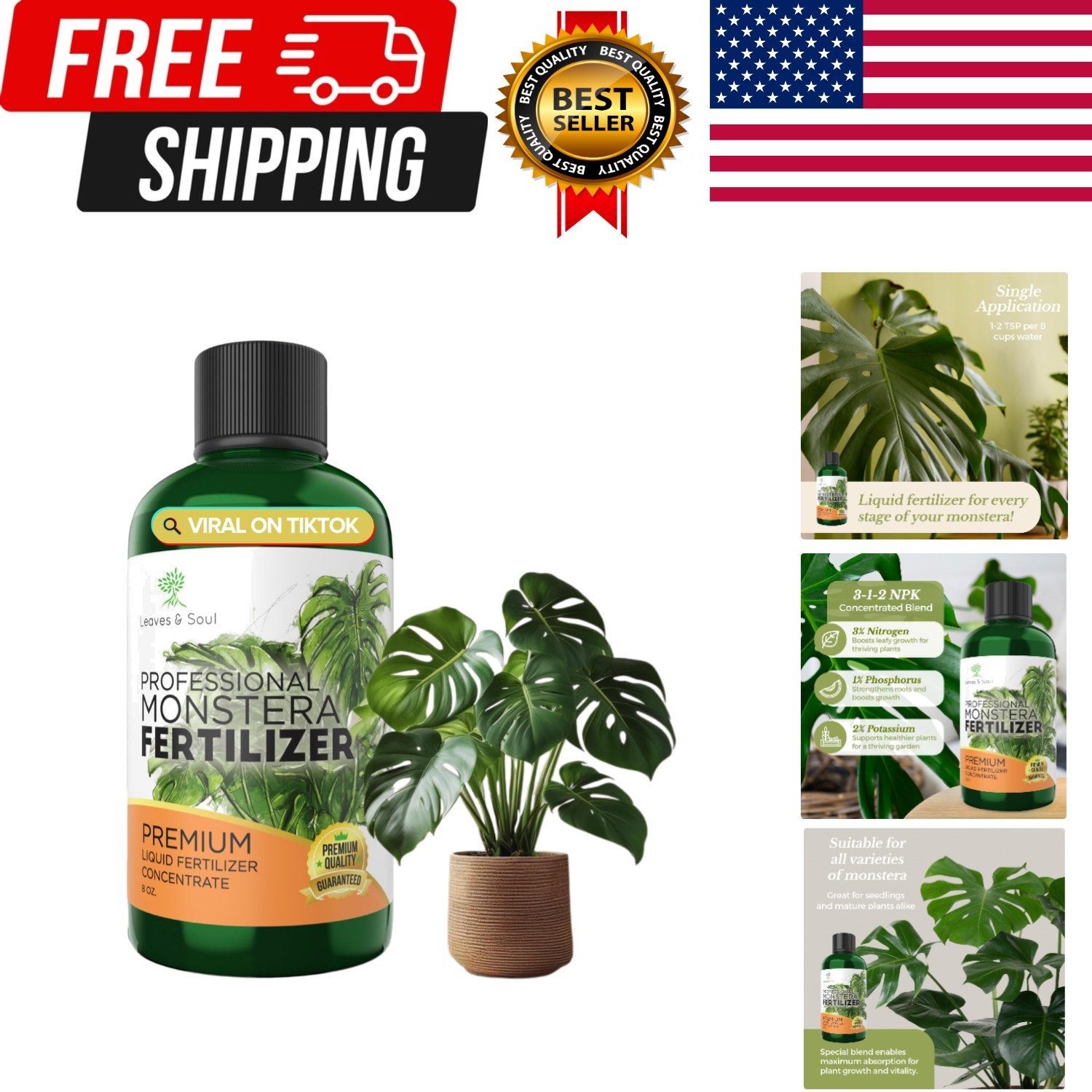 Professional Monstera Plant Fertilizer | 3-1-2 Concentrate for Plants and Flo…
